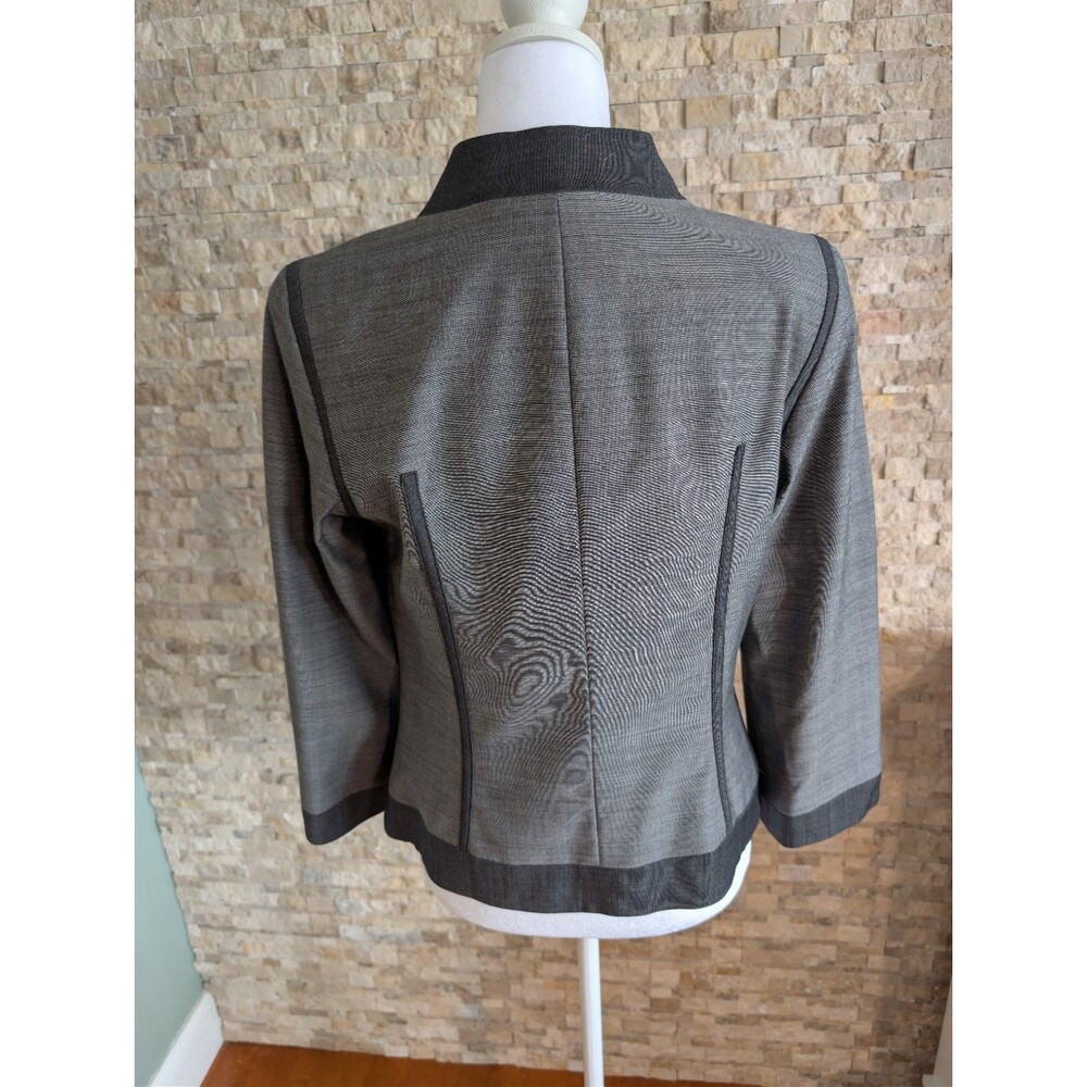 100% Wool Zip Jacket Coat Size 4 Gray Cropped Minimalist Blazer Model Luxury image 4